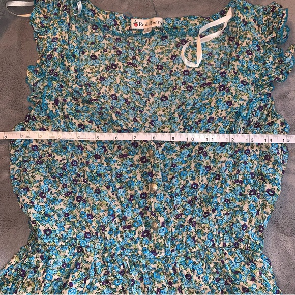 Red Berry Romper Floral Ruffle - Picture 4 of 13